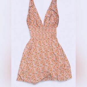 ROMWE Floral 🌼 Halter Mini Dress | Smocked Waist, Open Back, Size Small